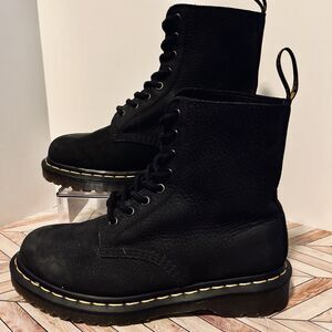 Dr Martens 1460 Pascal Milled Nubuck WP Leather Black Unisex M 6 W 7 Boots 8 Eye